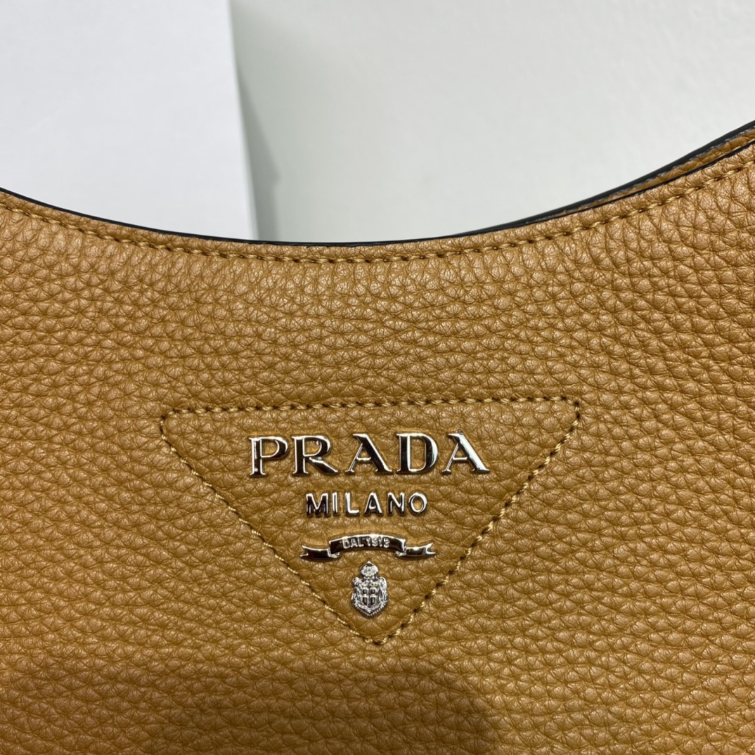 Prada Soft Leather Hobo Bag Shoulder Bag Caramel 1BC073